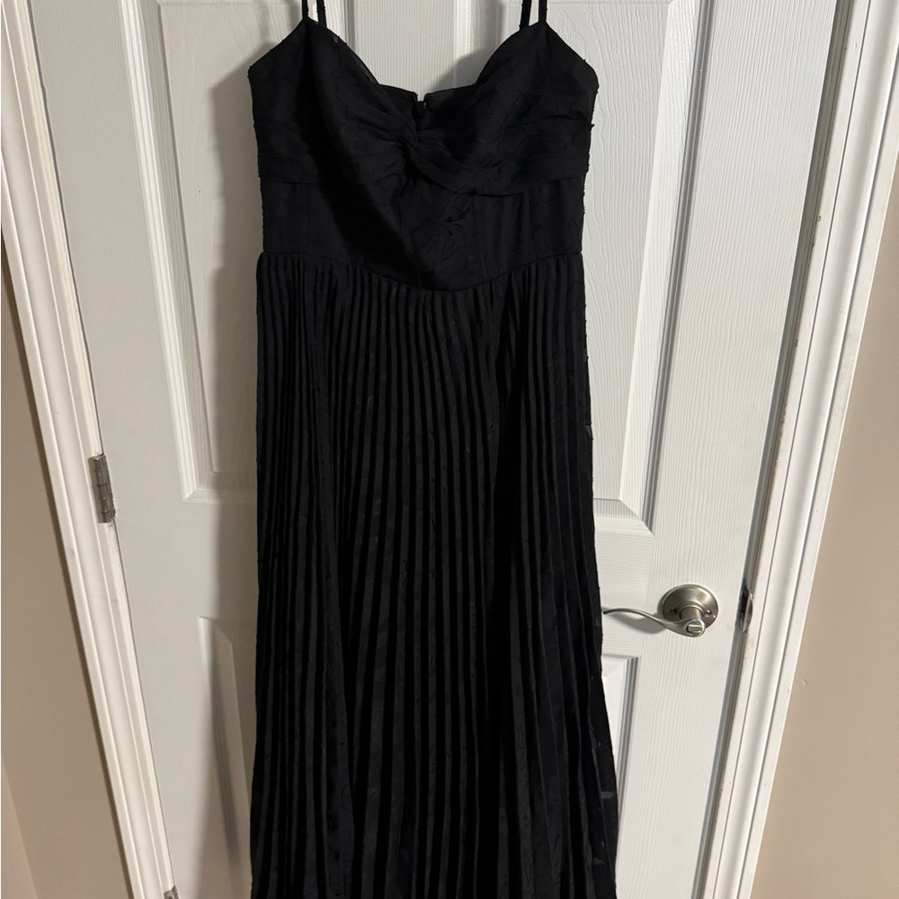 Azazie Black Pleated Dress